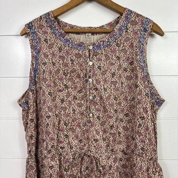 Lucky Brand Pink Floral Sleeveless Drawstring Midi Dress - Picture 2 of 7